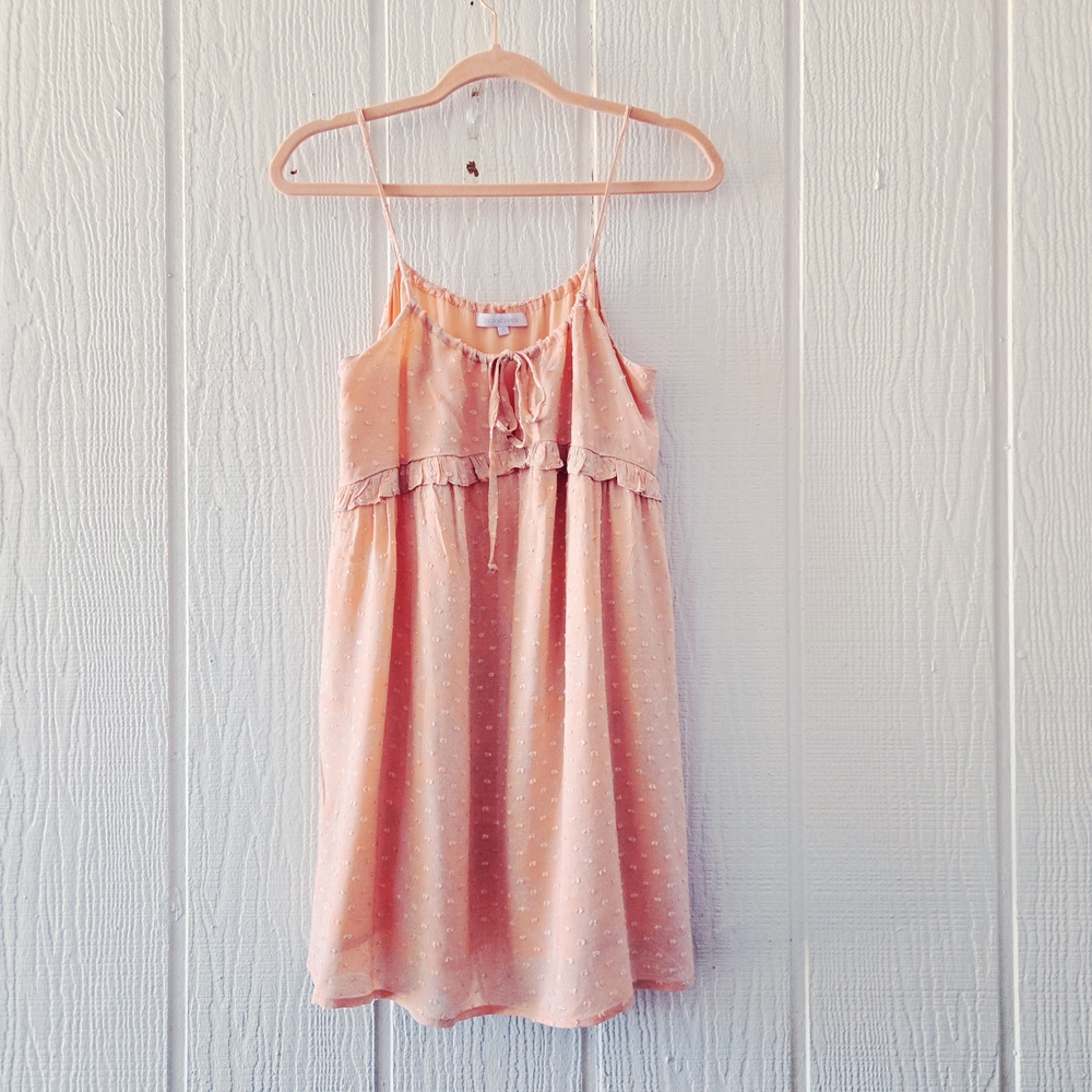 Olivaceous Swiss Dot Sundress Mini Fairy Flirty Barbie Core Peach Pink Small